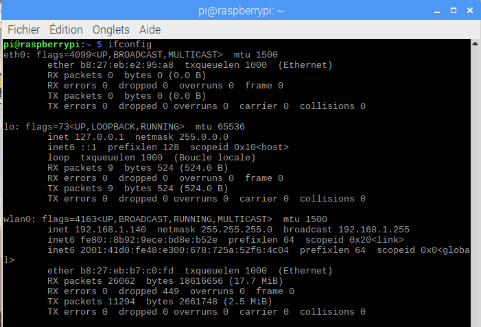 ifconfig - terminal